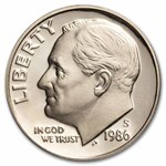 1986-S Roosevelt Dime 50-Coin Roll Proof